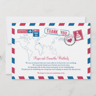 Invitation Merci du Mariage de courrier aérien Grèce