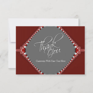 Invitation Merci Elegant Rouge & Gris Note