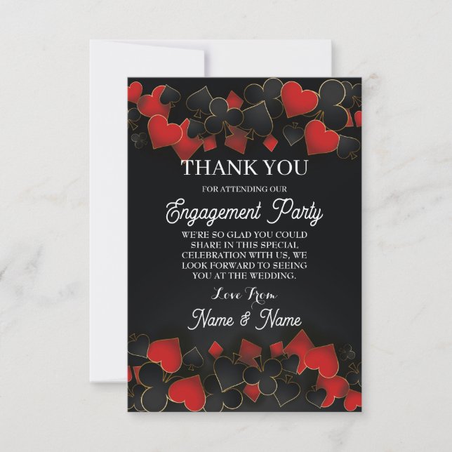 Invitation Merci Engagement Mariage Vegas Casino (Devant)