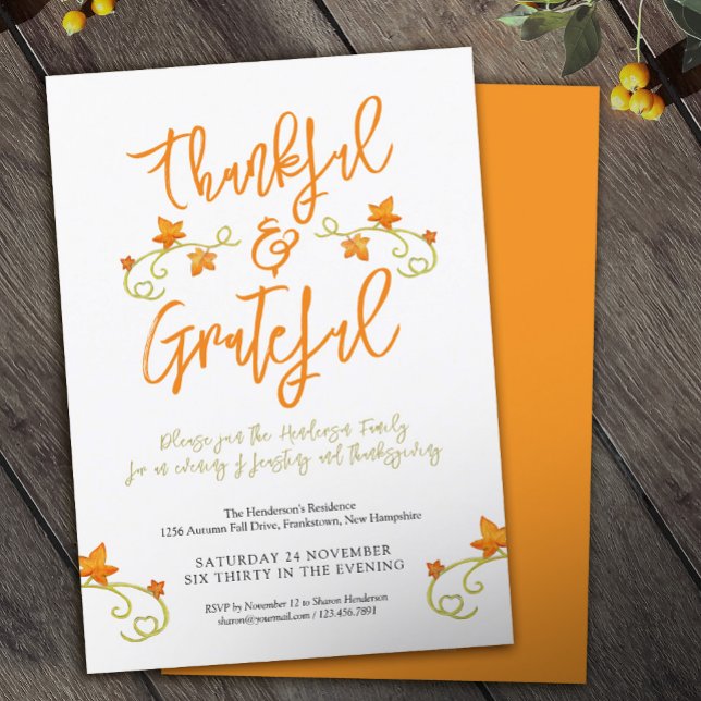 Invitation Merci et grand Thanksgiving Diner orange (Créateur téléchargé)