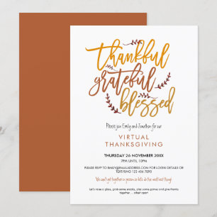 Invitation Merci Grateful béni Virtual Thanksgiving