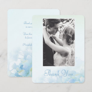 Invitation Merci hydrangea bleu-vert photo de mariage