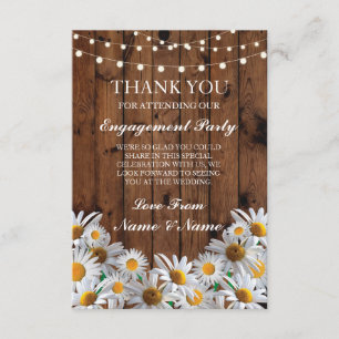 Invitation Merci Mariage Rustic Wood Daisy Lights Card