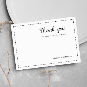 Invitation Merci minimaliste de calligraphie noir blanc