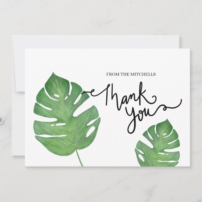 Invitation Merci Moderne Botanique Tropical Palm Leaf Art (Devant)