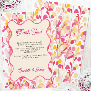 Invitation Merci moderne Retro Abstrait rose Wavy