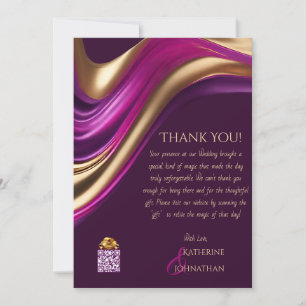 Invitation Merci-moderne -violet Fuchsia et or-moderne
