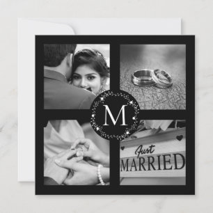 Invitation Merci Monogramme Mariage Photo Collage