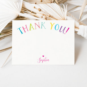 Invitation MERCI NOTE lettres arc-en-ciel couleurs vives