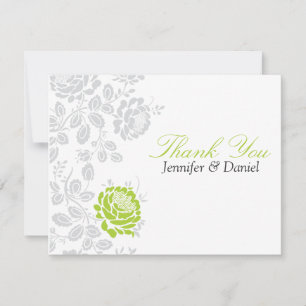 Invitation Merci Notes Lime et Grey Damask