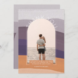 Invitation Merci PHOTO À Brayures Mauve Orange Contemporain