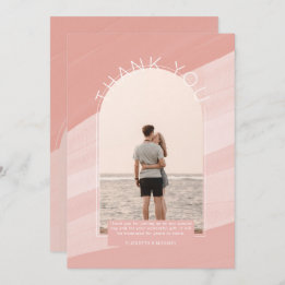 Invitation Merci PHOTO À Rayures Rose Dusty Contemporain