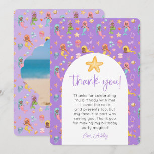 Invitation Merci photo de l'anniversaire de la Sirène