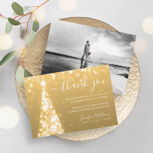 Invitation Merci photo Mariage d'or Festif Tree