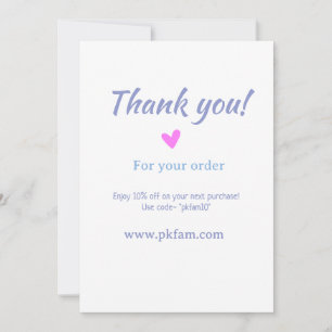 Invitation Merci pour l'achat détail de l'entreprise familial