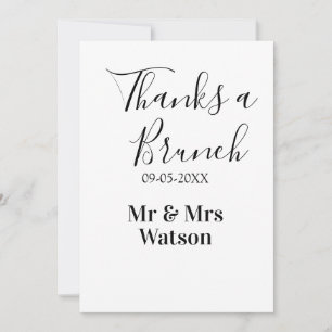 Invitation Merci pour un brunch après mariage nom date simple