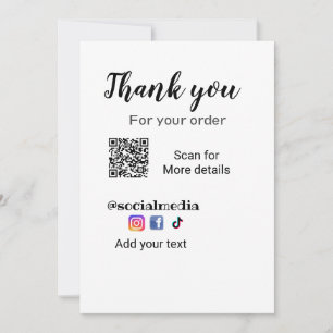 Invitation Merci pour votre commande ajouter q r coordonnées