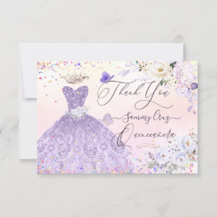 Invitation Merci Quinceanera Dusty Purple Parties scintillant