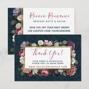 Invitation Merci Rococo Damask & Elegant Floral Card