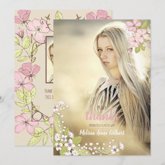 Invitation Merci secret d'études de jardin (Devant / Derrière)