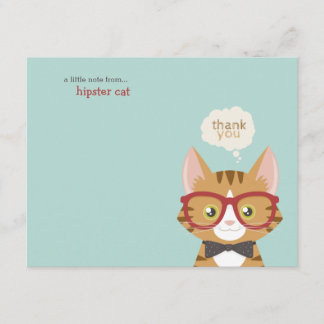 Invitation Merci tigré orange de chat de hippie