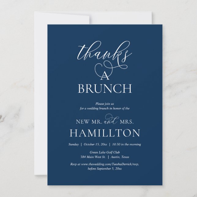 Invitation Merci un Brunch, Post Mariage Elopement Party (Devant)
