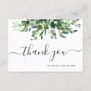 Invitation Merci vert de gomme bleue Eucalyptus