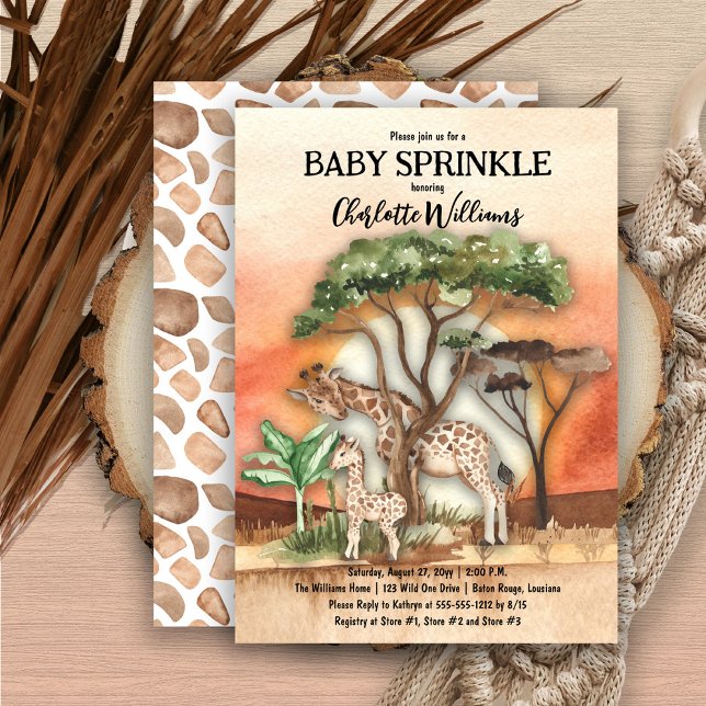 Invitation Mère et bébé Giraffe Safari Baby Sprinkel (Créateur téléchargé)