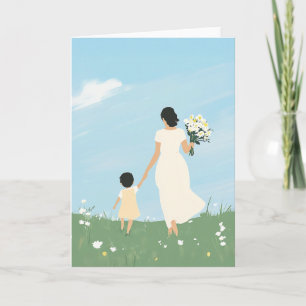 Invitation Mère et enfant dans une prairie en fleurs