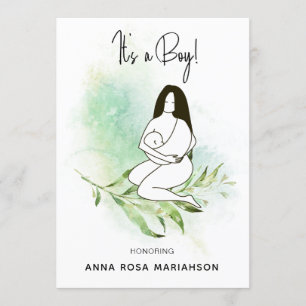 Invitation *~* Mère maman tenant bébé Feuille Baby shower gar