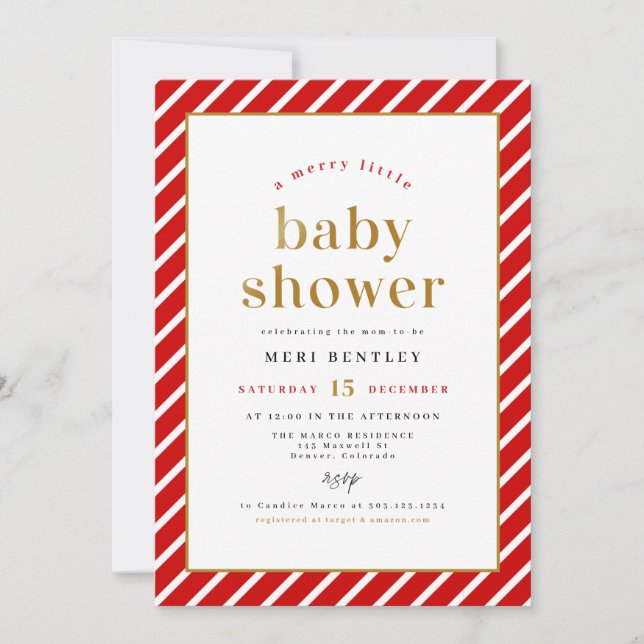 Invitation MERI Festive Noël Joyeux petit Baby shower (Devant)