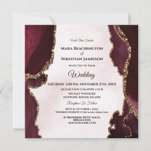 Invitation *~* MERLOT RSVP Website AGATE Gold AR13 Mariage