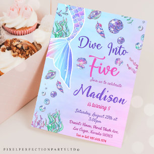 Invitation Mermaid 1er Anniversaire Plongée Les Cinq Parties