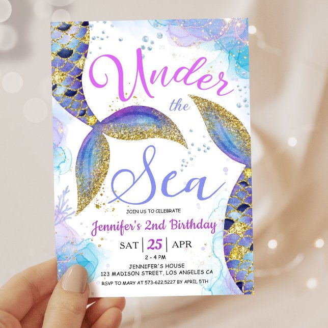 Invitation Mermaid 2e fille d'anniversaire sous la mer (Créateur téléchargé)