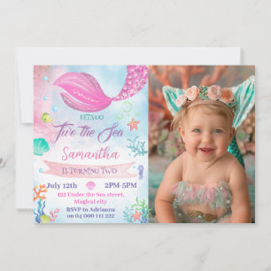 Invitation Mermaid 2ème Photo Fille d'anniversaire sous la me