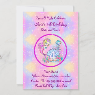 Invitation Mermaid 4e anniversaire Modifier Modifier Modifier