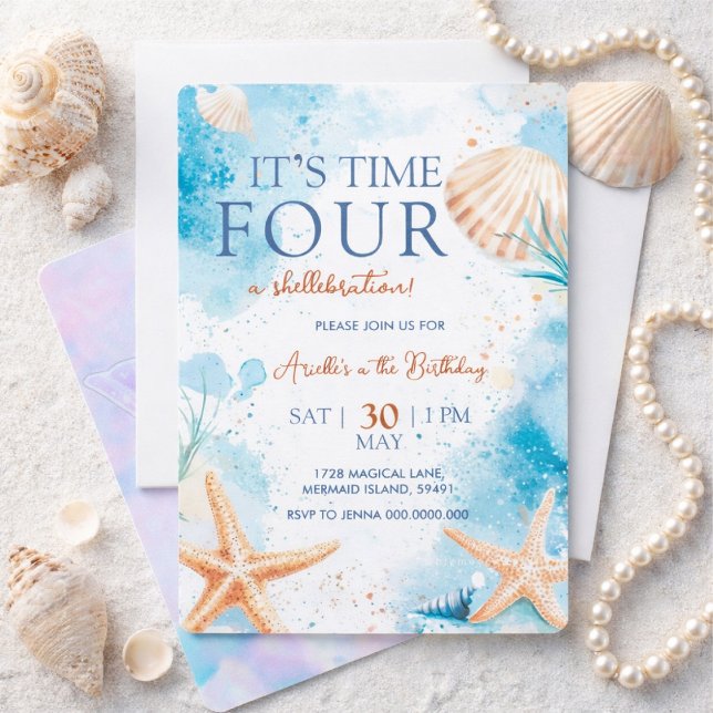 Invitation Mermaid 4th Birthday (Créateur téléchargé)