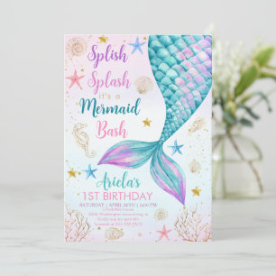 Invitation Mermaid Bash sous la mer 1er anniversaire