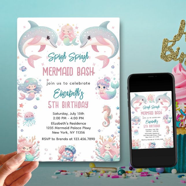 Invitation Mermaid Bash sous la mer Anniversaire (Créateur téléchargé)
