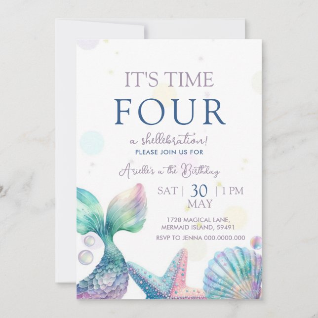 Invitation Mermaid Birthday (Devant)