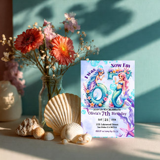 Invitation Mermaid Birthday Numbers 67 Kids