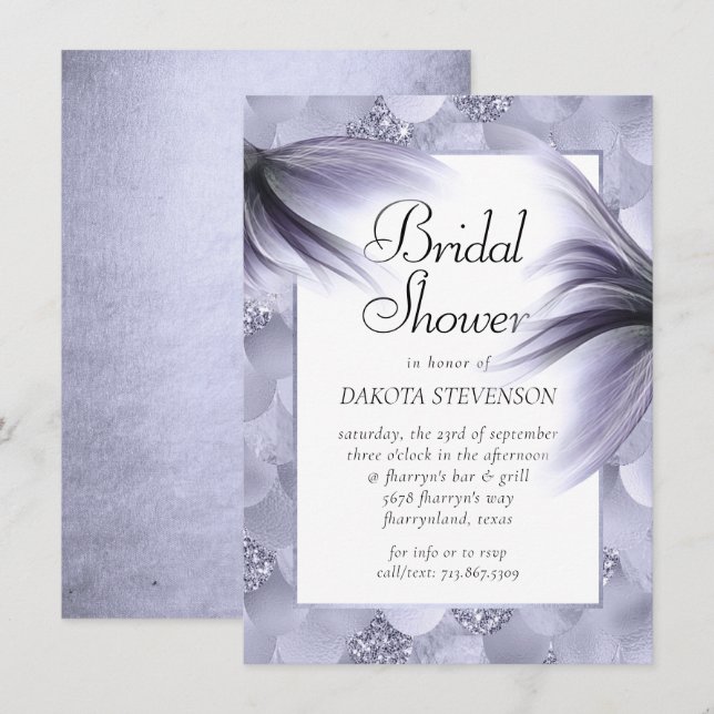Invitation Mermaid Chic | Dusty Lavender Purple Douche (Devant / Derrière)
