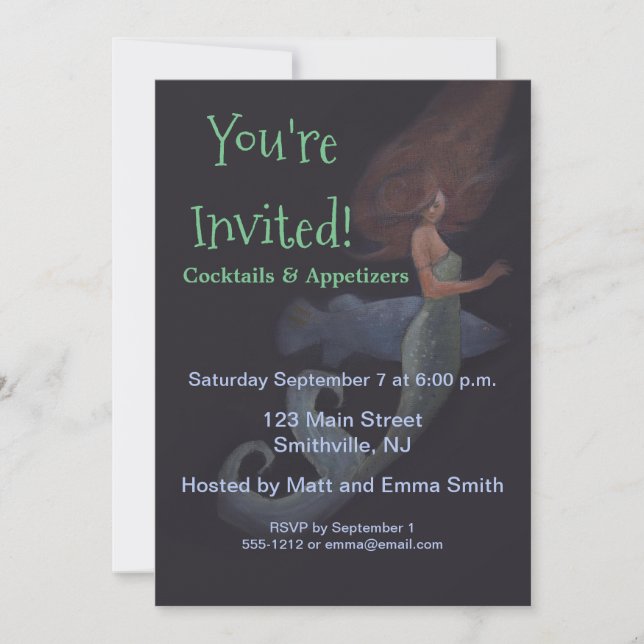 Invitation Mermaid Cocktail Party Modèle d'invitation personn (Devant)