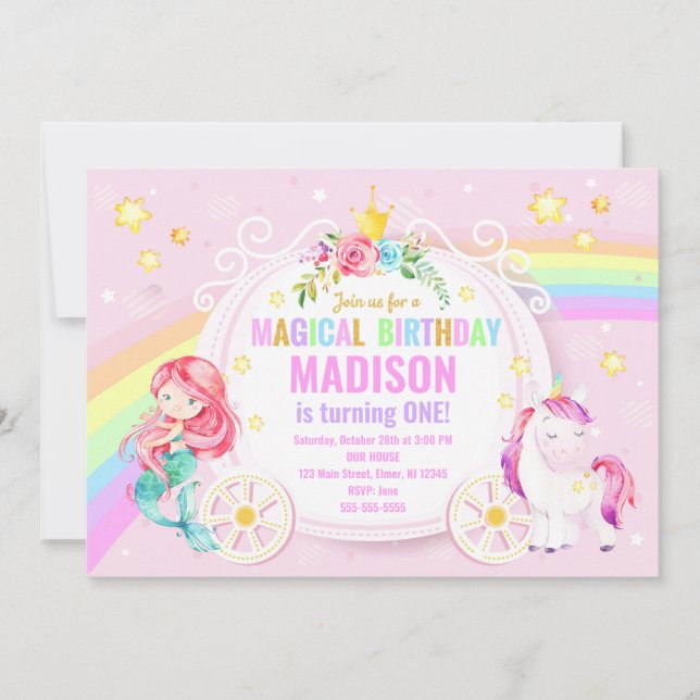 Invitation Mermaid et l'invitation magique d'anniversaire de  (Devant)