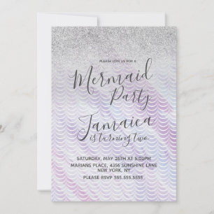 Invitation Mermaid Faux Parties scintillant échelles violet A