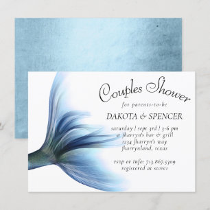 Invitation Mermaid Glam Tail   Douche Couples Bleus Dusty Gla