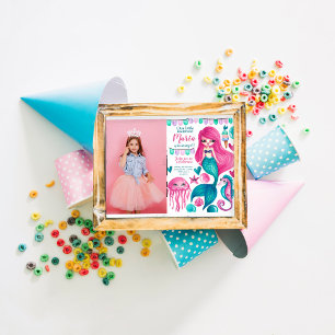 Invitation Mermaid Photo personnalisée Anniversaire Invitatio