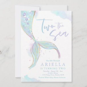 Invitation Mermaid Purple Deux Ans Anniversaire Sous La Mer
