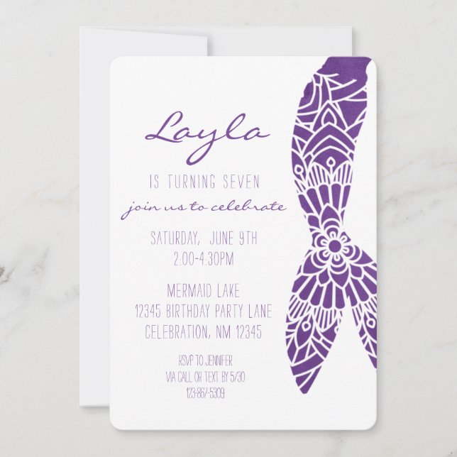 Invitation Mermaid Queue sous la mer Girl Anniversaire (Devant)