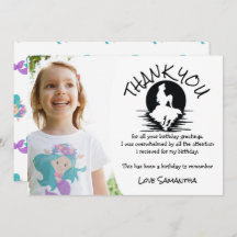 Mermaid rose violet Merci de fête d'anniversaire